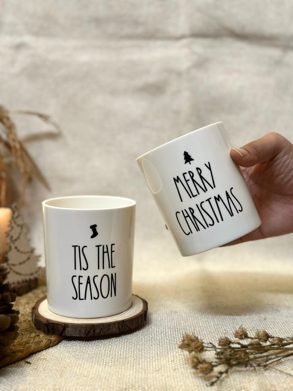 Merry White Old fashion glass Set of 2