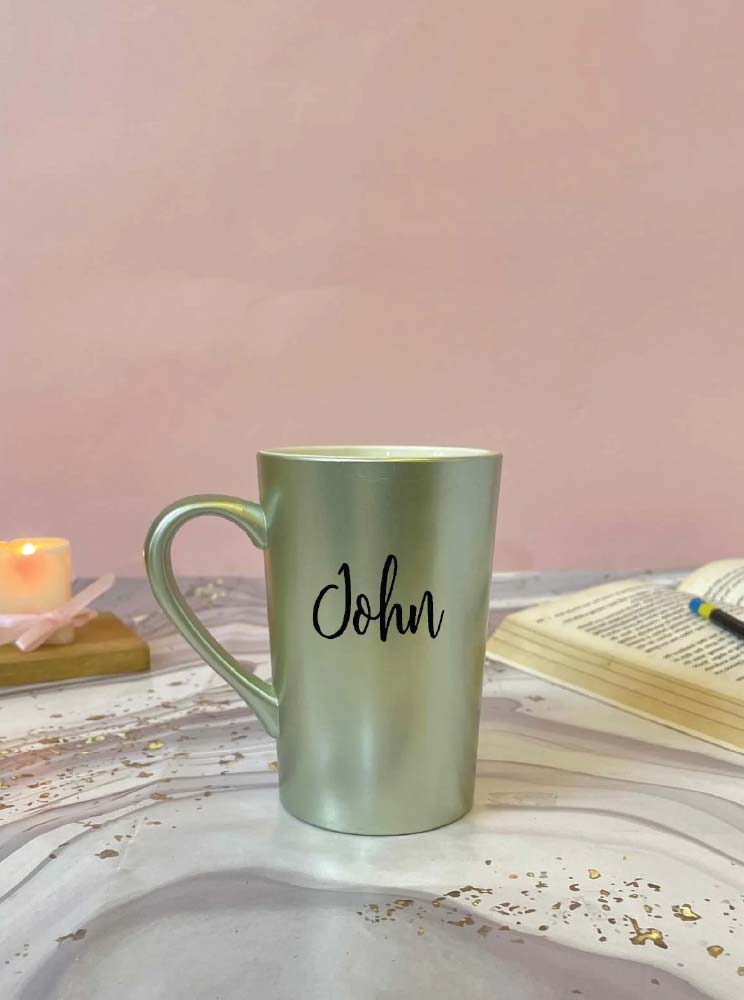 Personalized Tall coffee mug in pastel love