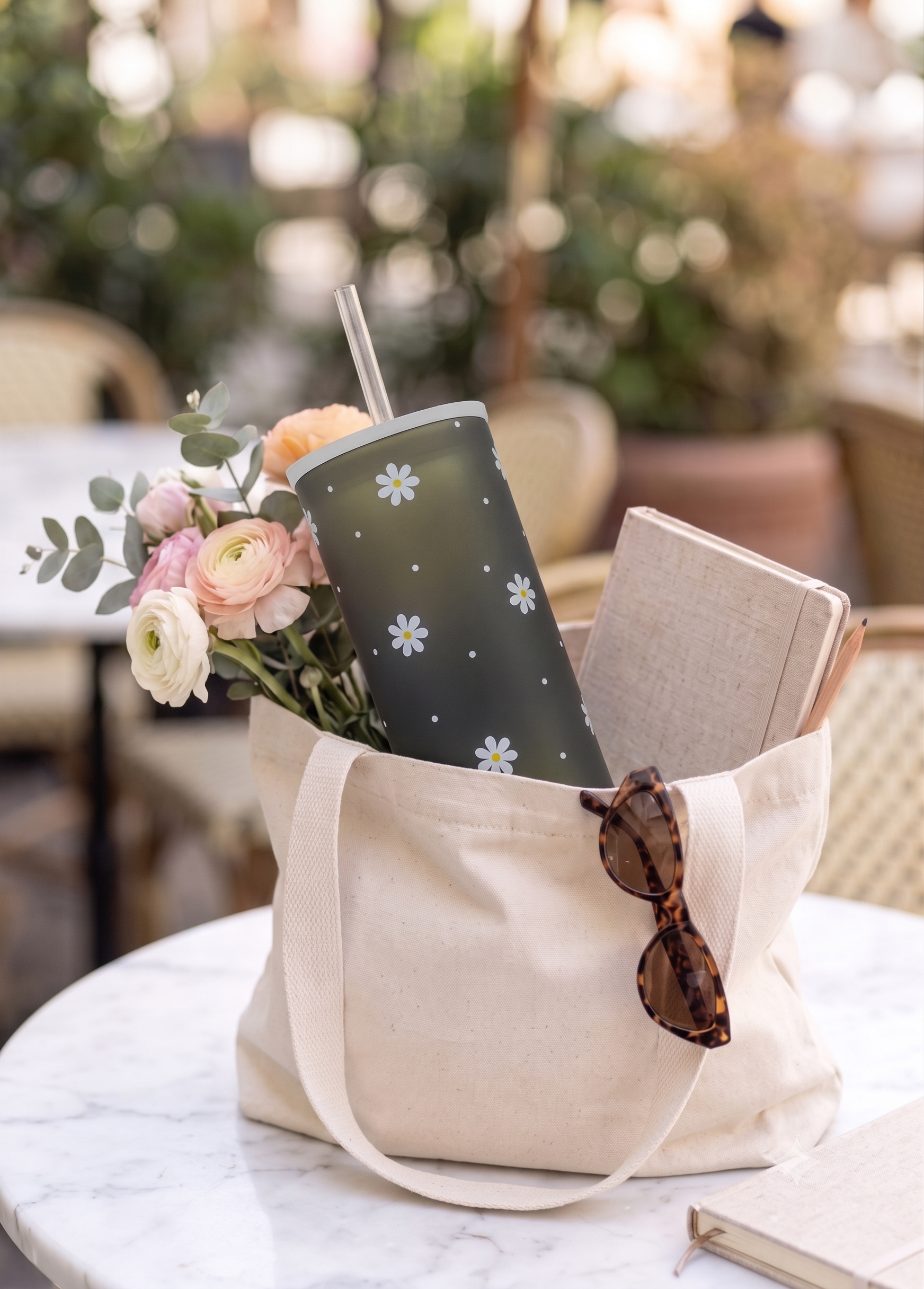 Black Daisy Unbreakable Tumbler