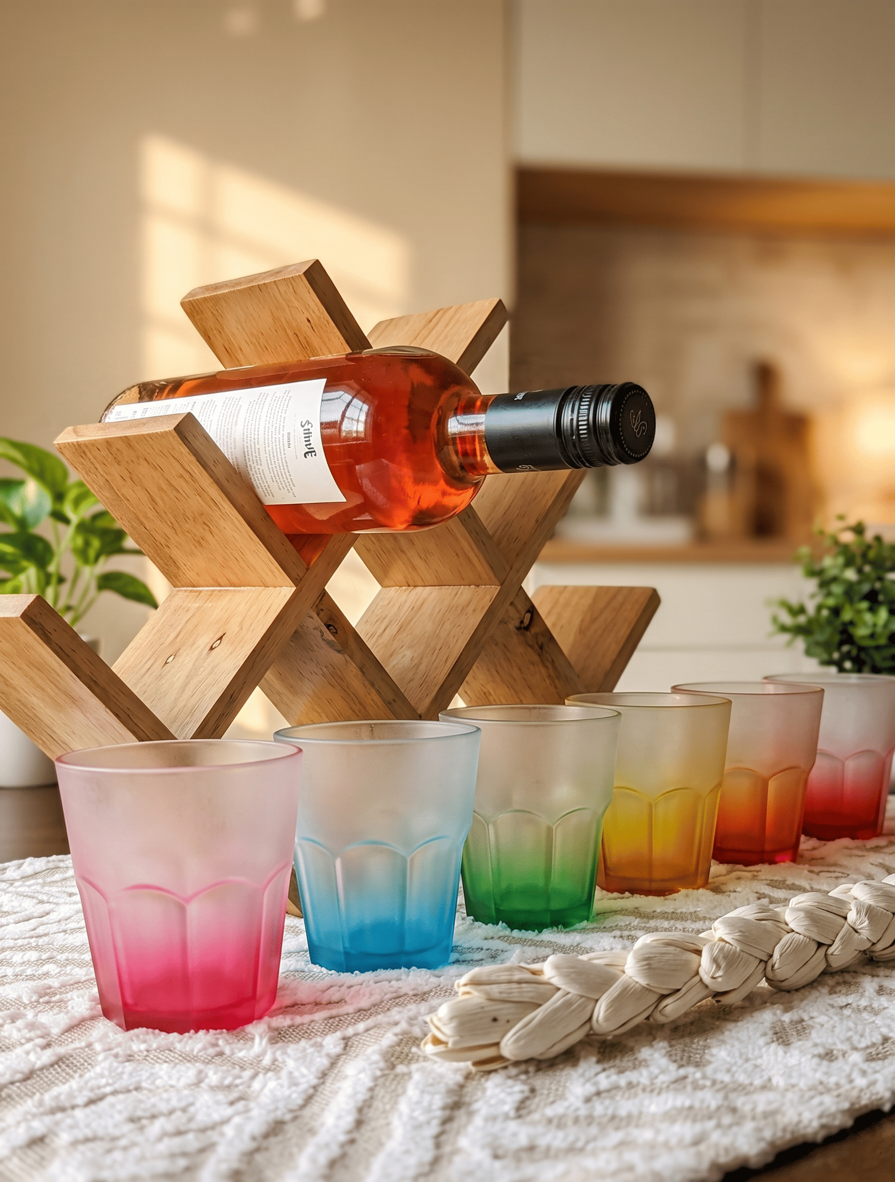 Vintage Water Glasses Unbreakable - Rainbow - 300 ml, Set of 6, Vintage by Stallion