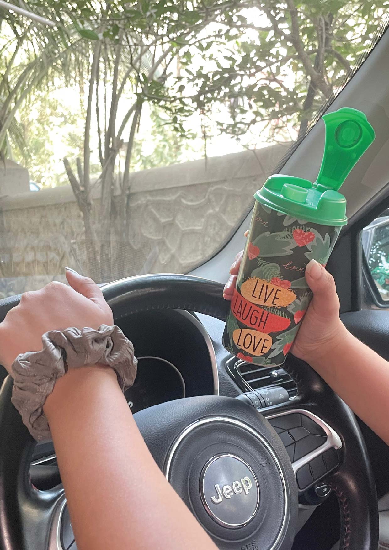 Designer Cup by Chirpy Cups with coffee & sipper lids -Loveberry Bliss