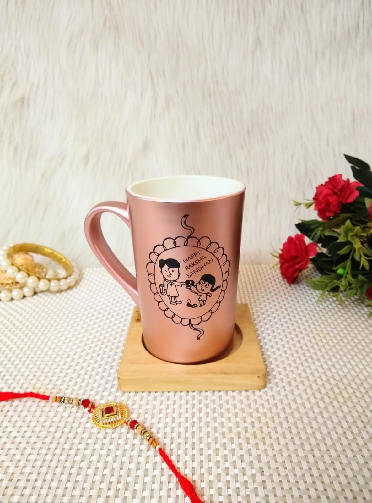 "Copper Customized Tall Coffee Mug- Rakshabandhan special"