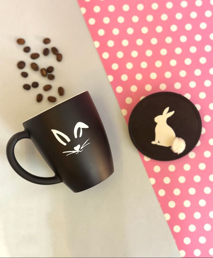 Bunny hop Mug & Coaster SET of 1