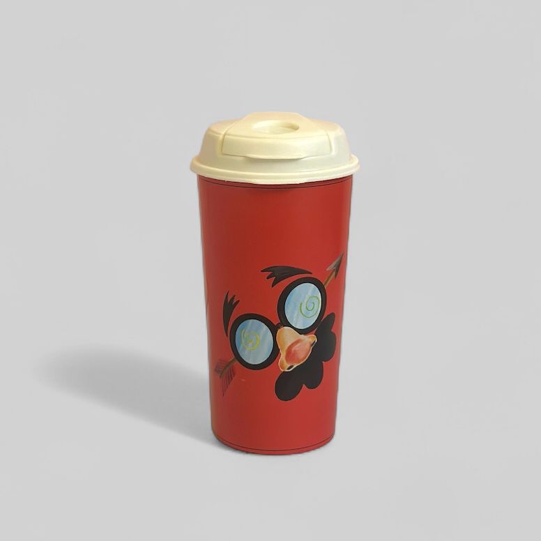 Designer Cup by Chirpy Cups with coffee & sipper lids - king of joke
