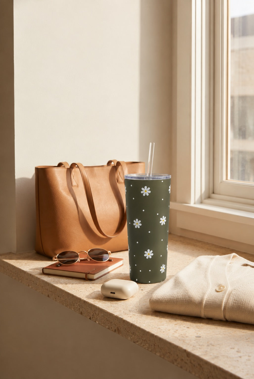 Unbreakable Black Daisy Sipper