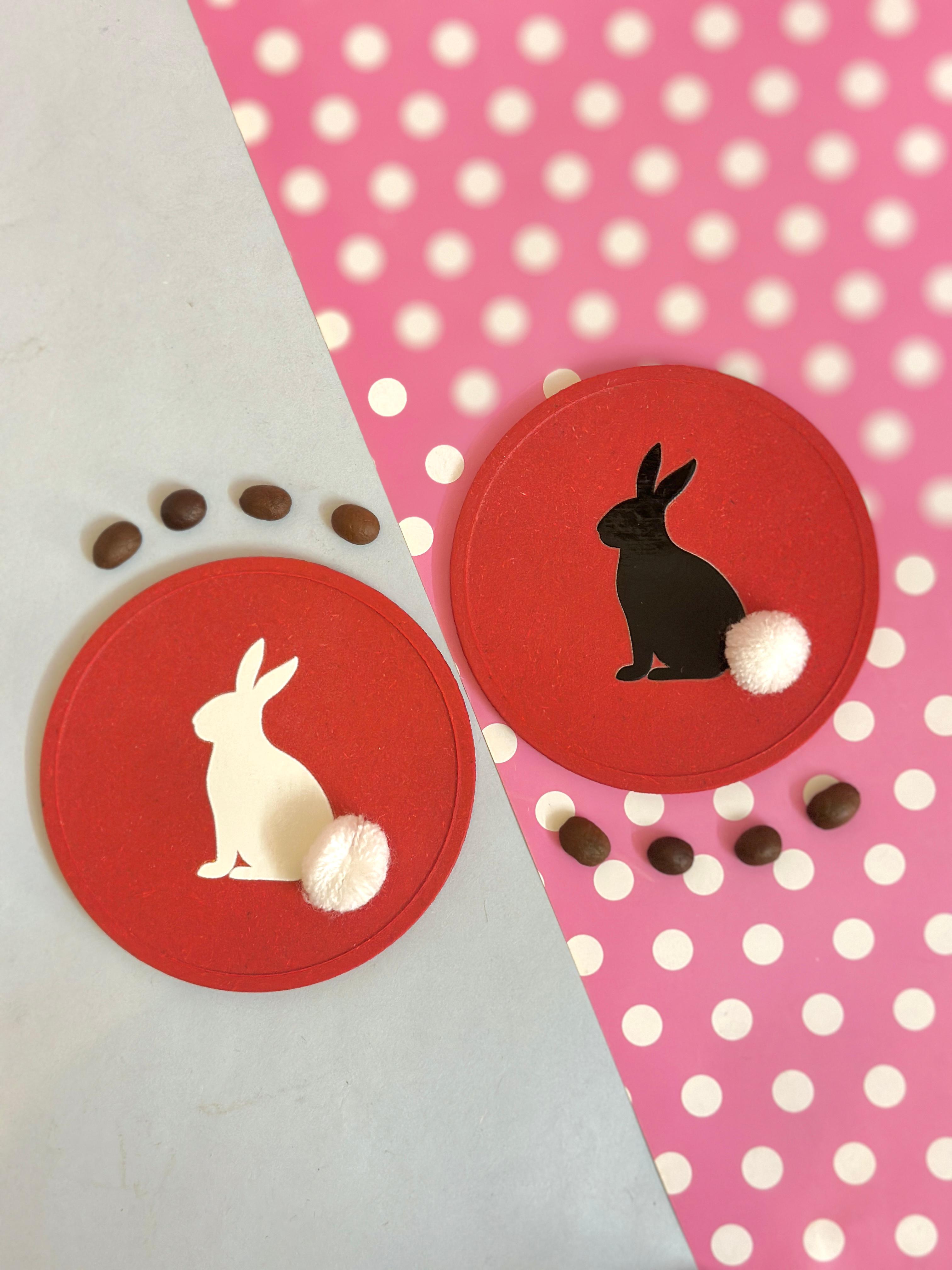 Easter Bunny hop Coaster set of 2