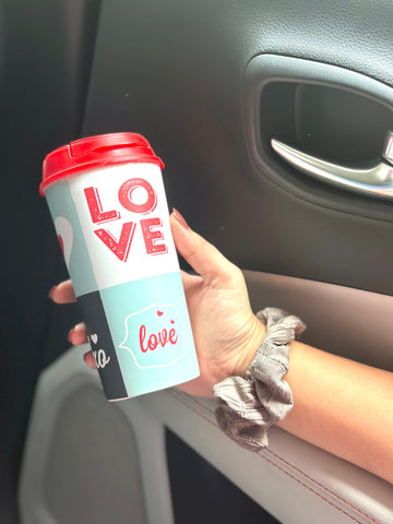 Designer Cup by Chirpy Cups with coffee & sipper lids, Food Safe, BPA Free, Recyclable - Love & xoxo