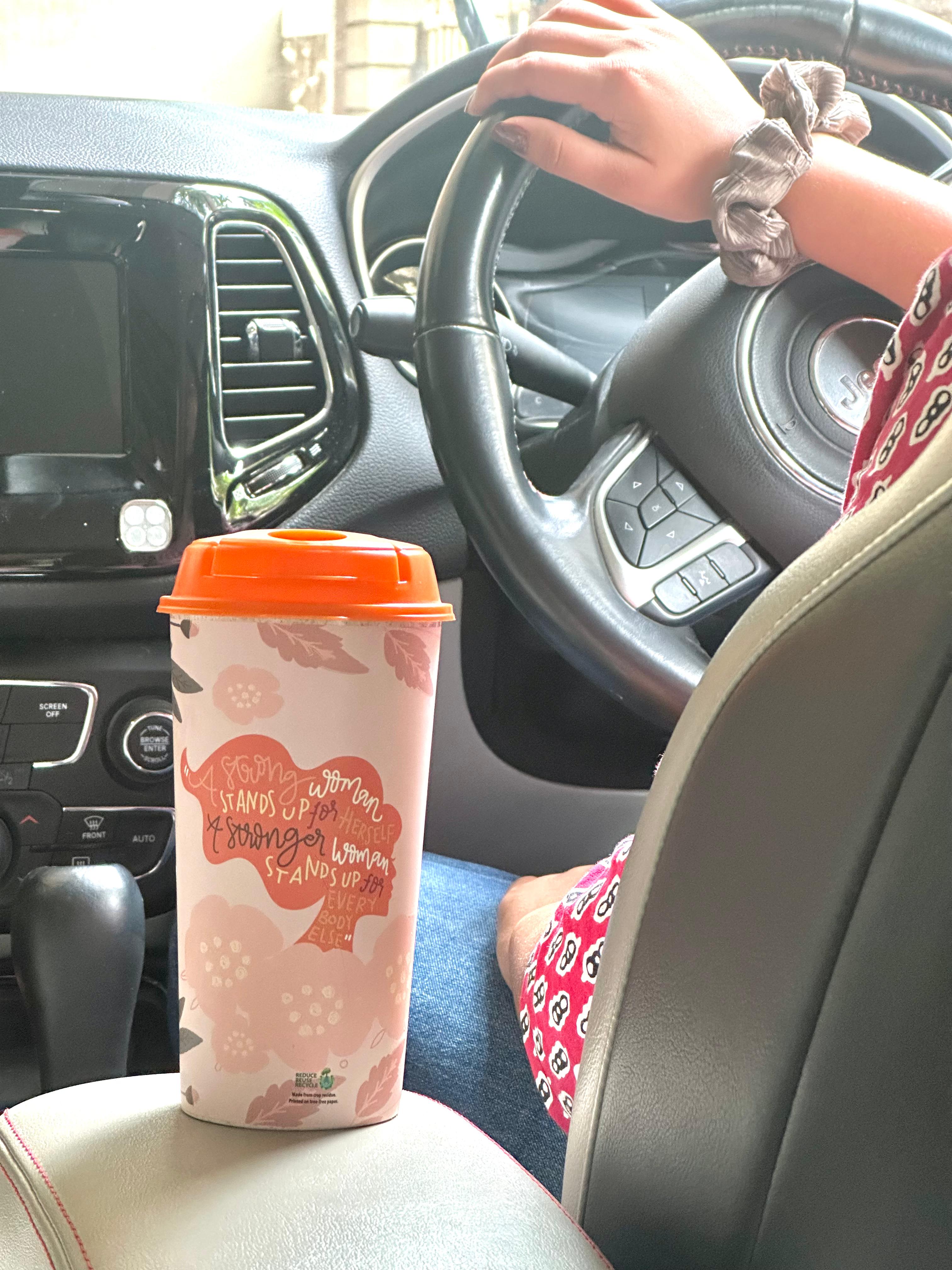 Designer Cup by Chirpy Cups with coffee & sipper lids, Food Safe, BPA Free, Recyclable - Stronger Women Stand for Everybody Else