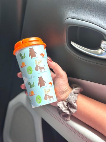 Designer Cup by Chirpy Cups with coffee & sipper lids, Food Safe, BPA Free and Recyclable - Baby Animals