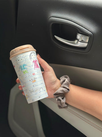 Designer Cup by Chirpy Cups with coffee & sipper lids -Childhood