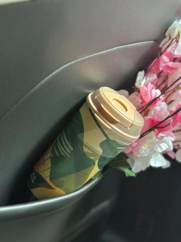 Designer Cup by Chirpy Cups with coffee & sipper lids - Abstract