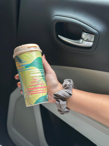 Designer Cup by Chirpy Cups with coffee & sipper lids - Abstract