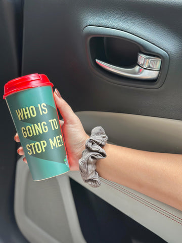 Designer Cup by Chirpy Cups with coffee & sipper lids -Who Is Going To Stop Me ?