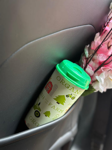 Designer Cups by Chirpy Cups with coffee & sipper lids - Organic Farm