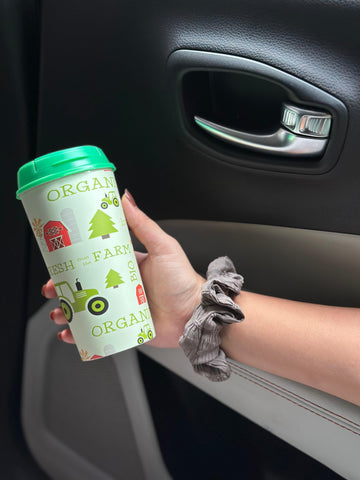 Designer Cups by Chirpy Cups with coffee & sipper lids - Organic Farm