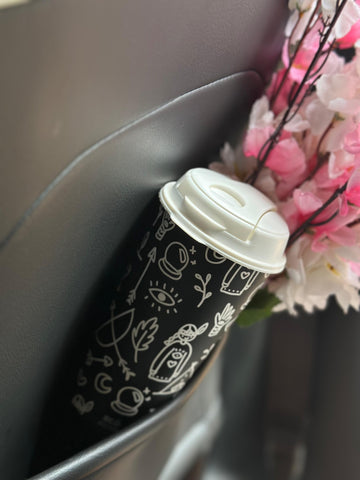 Designer Cup by Chirpy Cups with coffee & sipper lids - Doodle Art