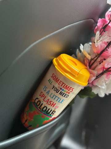 Designer Cup by Chirpy Cups with coffee & sipper lids, Food Safe, BPA Free, Recyclable - Splash of colors