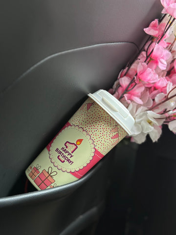 Designer Cup by Chirpy Cups with coffee & sipper lids, Food Safe, BPA Free, Recyclable - Happy 1st Birthday
