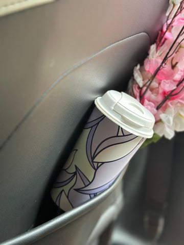 Designer Cups by Chirpy Cups with coffee & sipper lids - Pleasant Purple