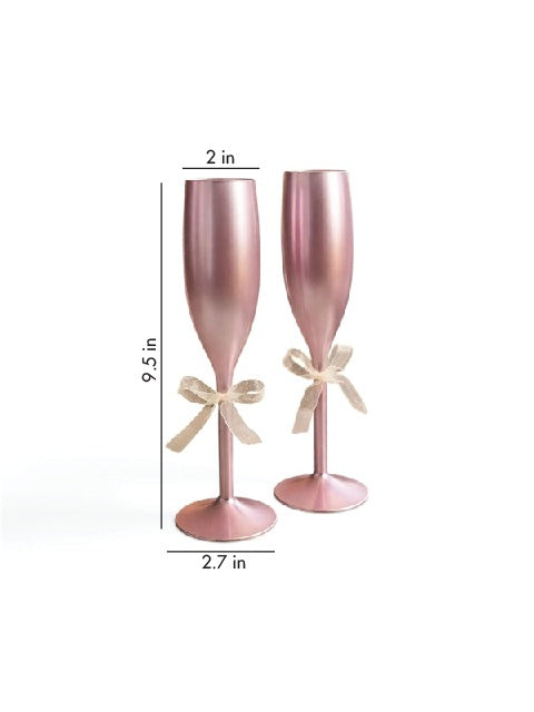Unbreakable Champagne Flutes with Customisable Name - Set of 2 Copper