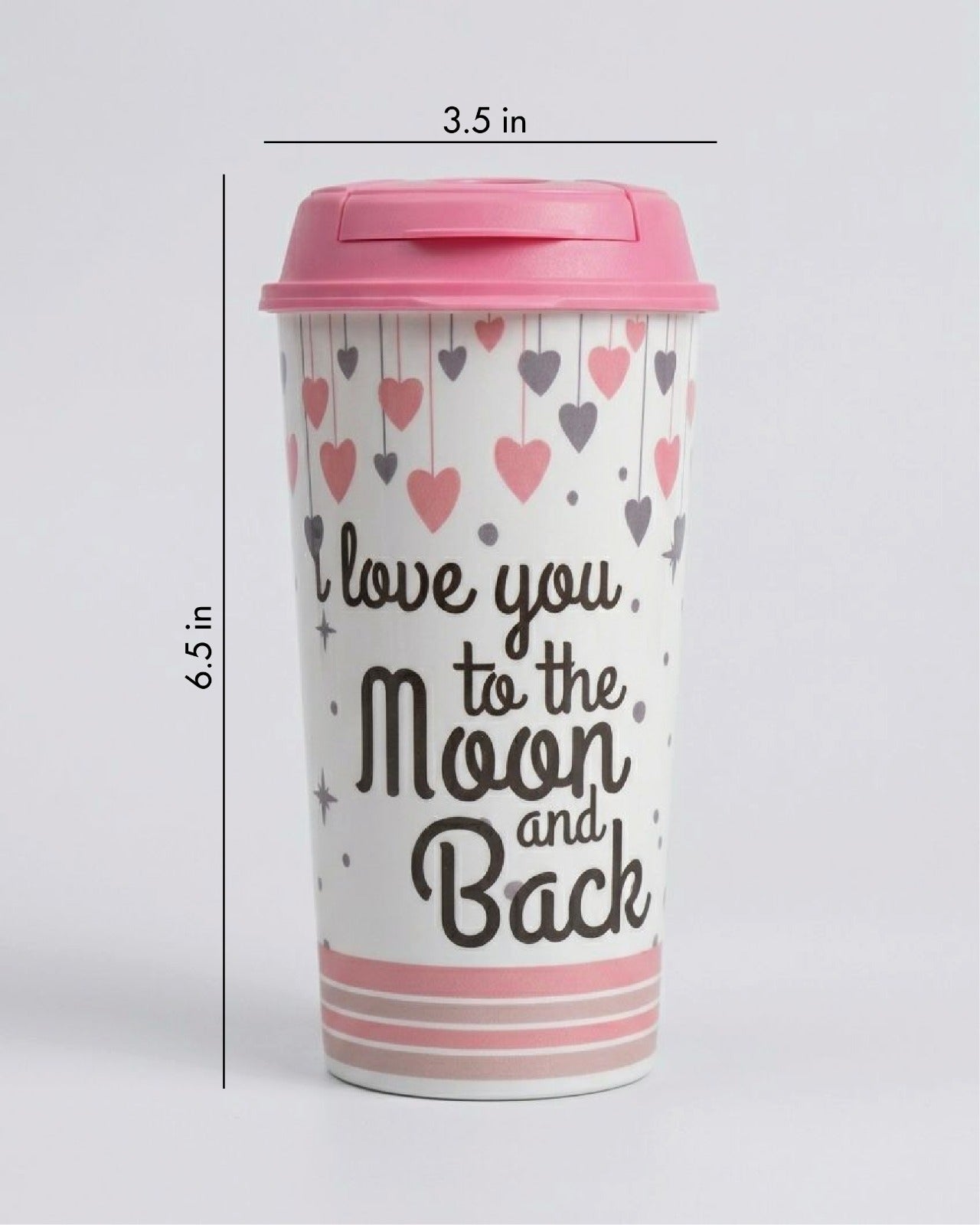 Designer Cup by Chirpy Cups with coffee & sipper lids, Food Safe, BPA Free, Recyclable - Love You to the moon & back