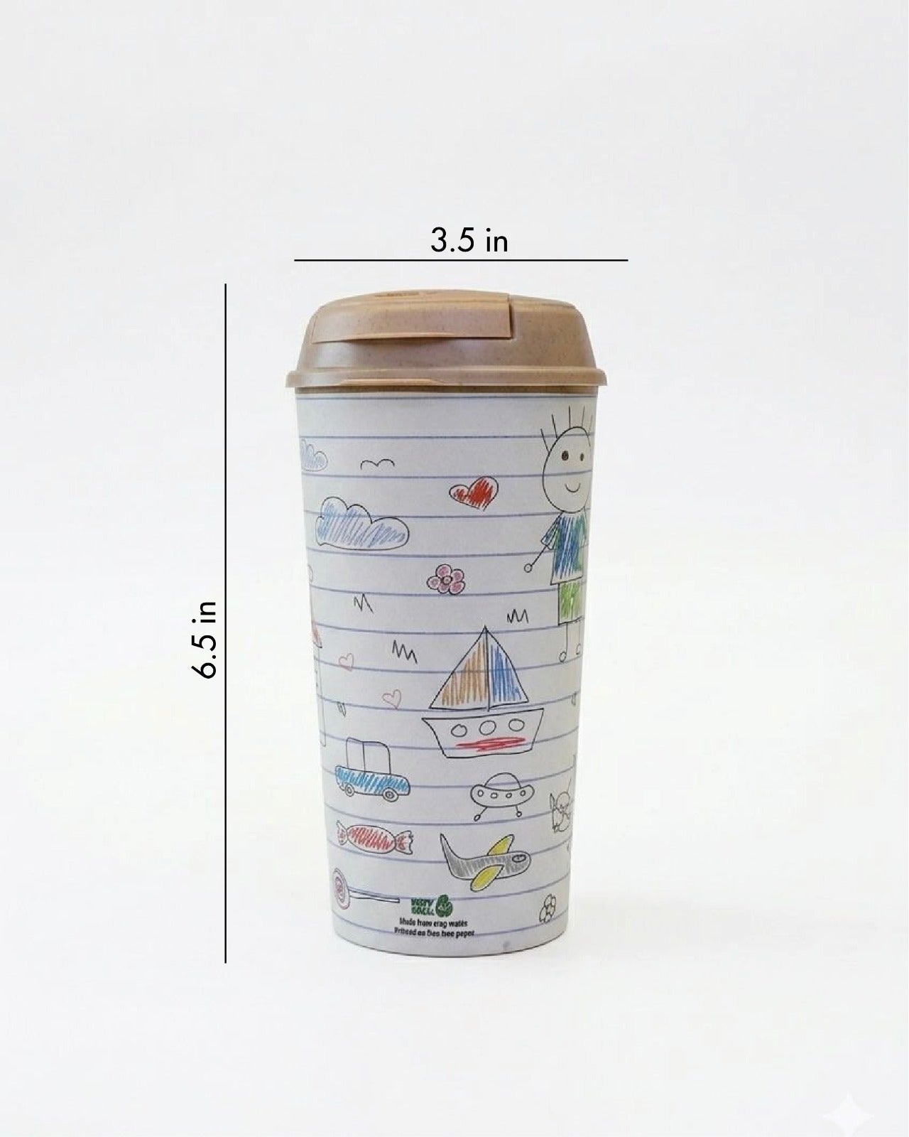 Designer Cup by Chirpy Cups with coffee & sipper lids -Childhood