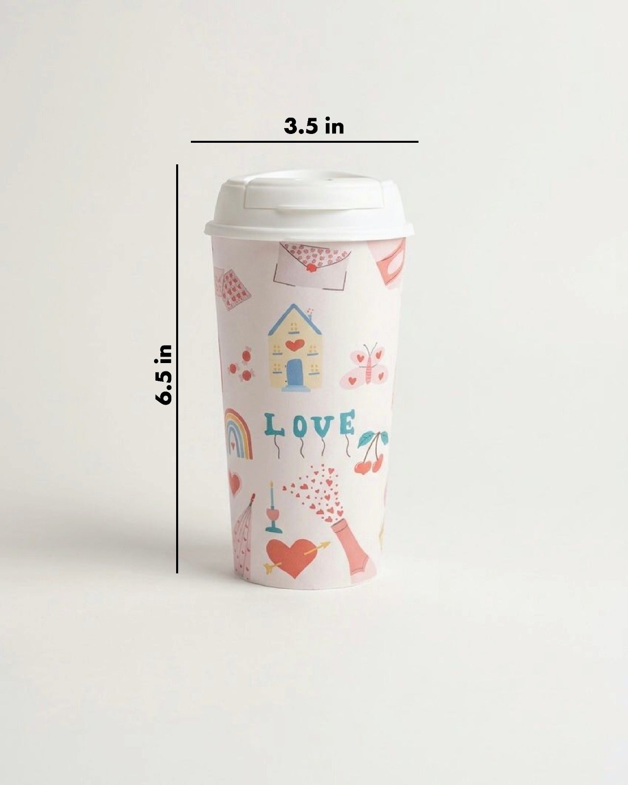 Designer Cups by Chirpy Cups with coffee & sipper lids - Flirty Fizz