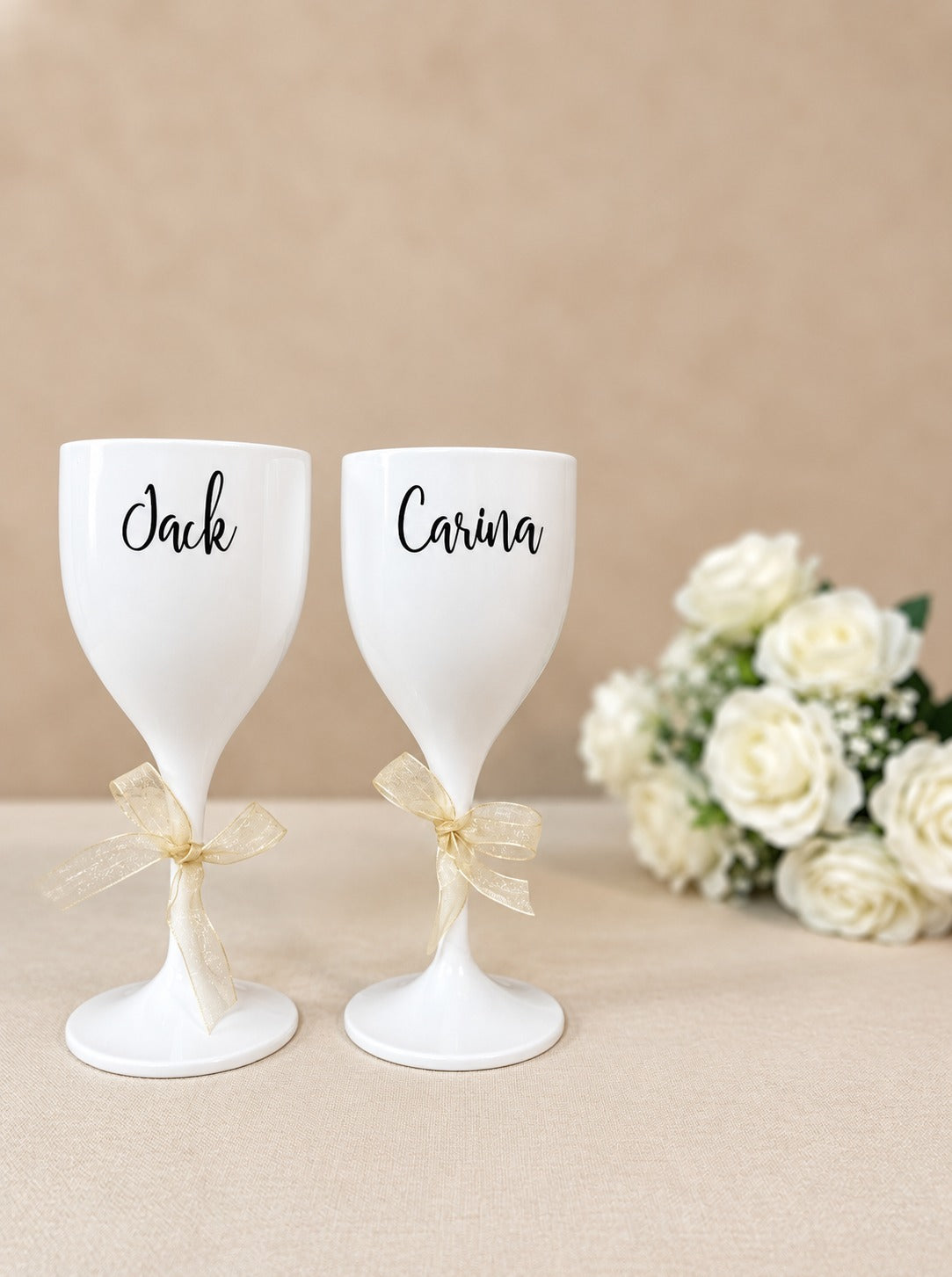 Unbreakable Wine Glass with Customisable Name - Set of 2 White