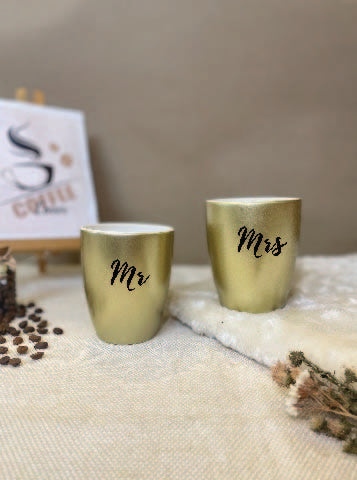 Unbreakable Couple Mugs - Set of 2 - Mr & Mrs - Gold