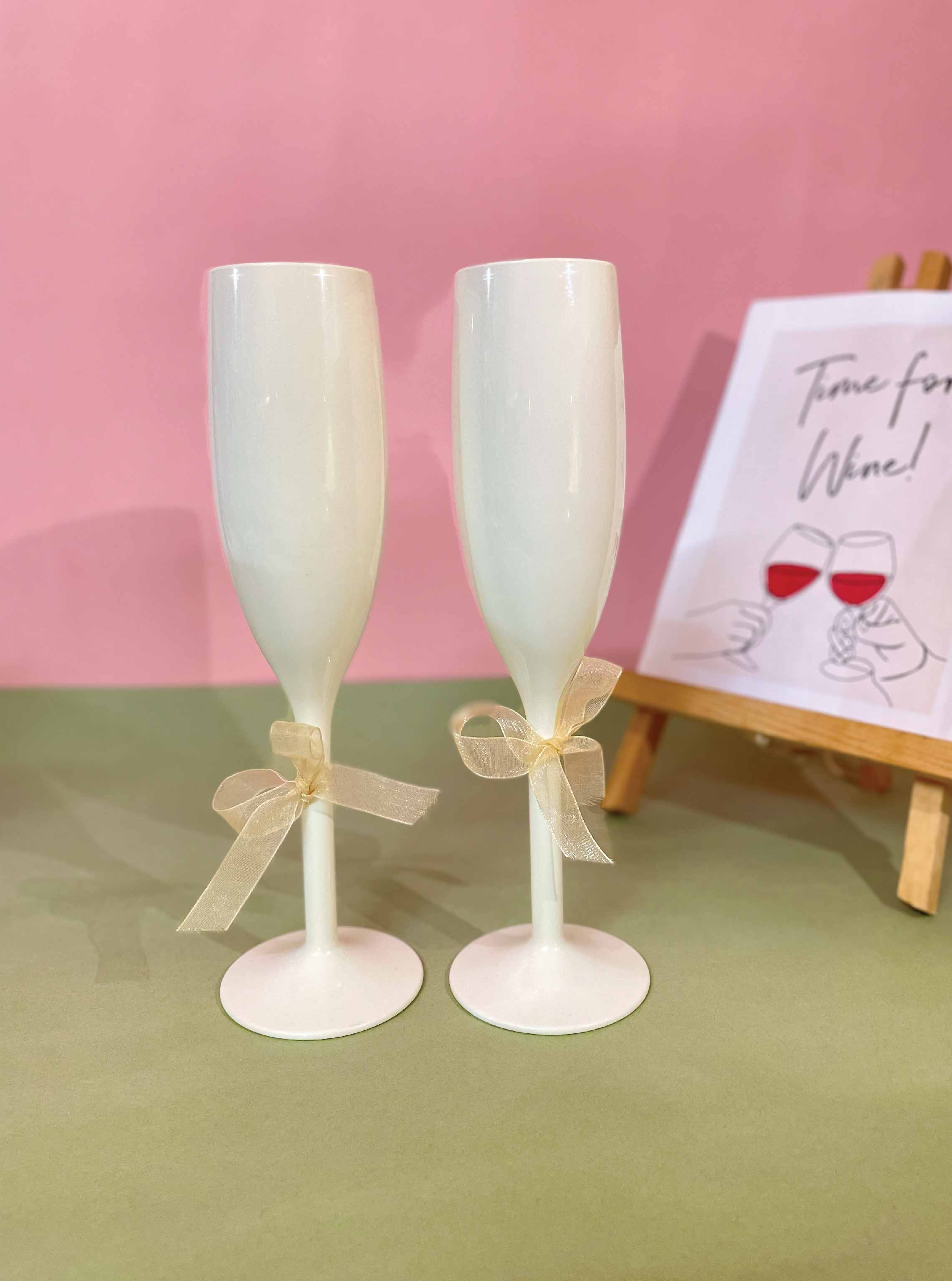 Unbreakable Champagne Flutes- Set of 2 :- Irresistible ivory white