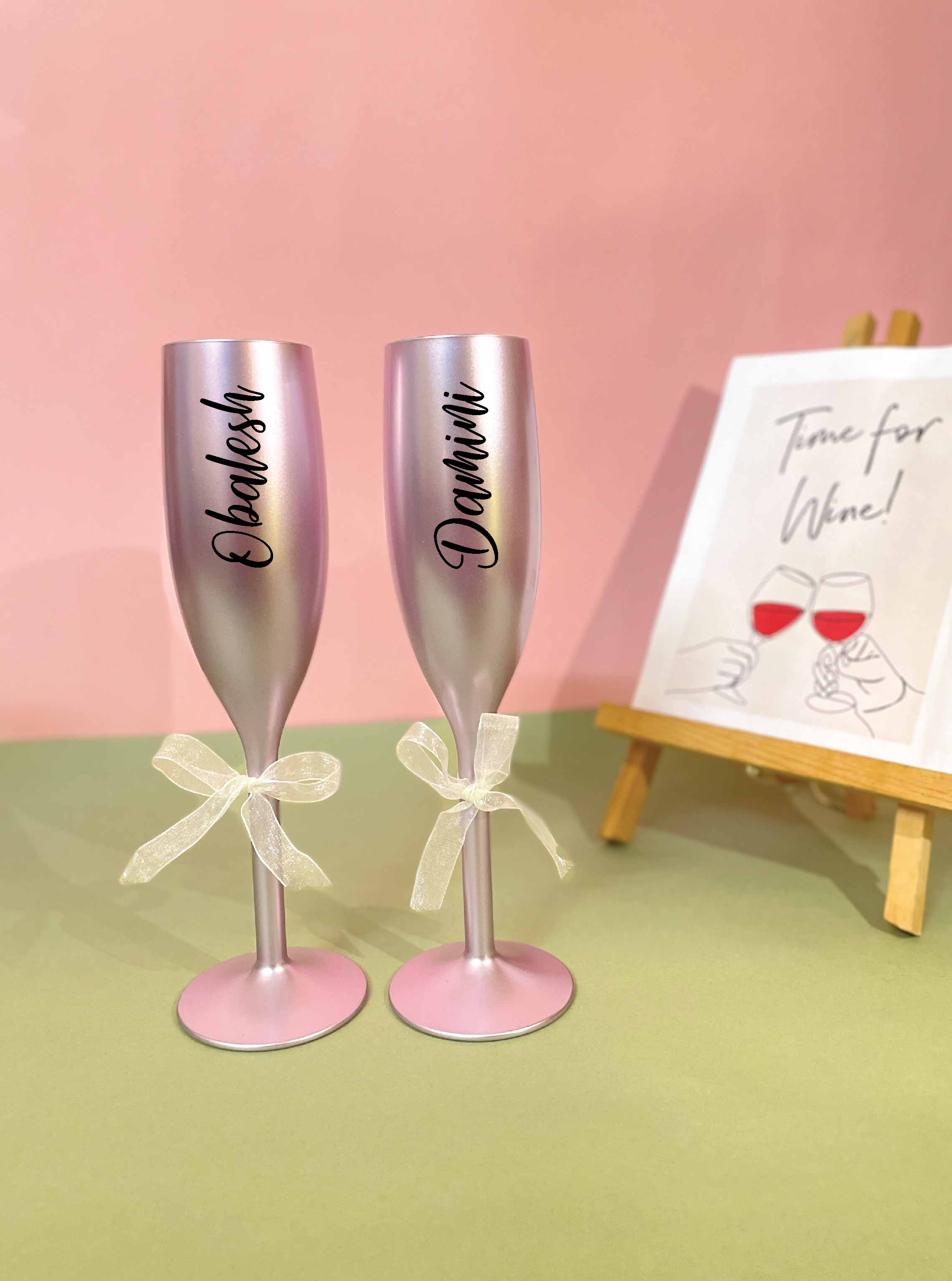 Unbreakable Champagne Flutes with Customisable Name - Set of 2 Lilac