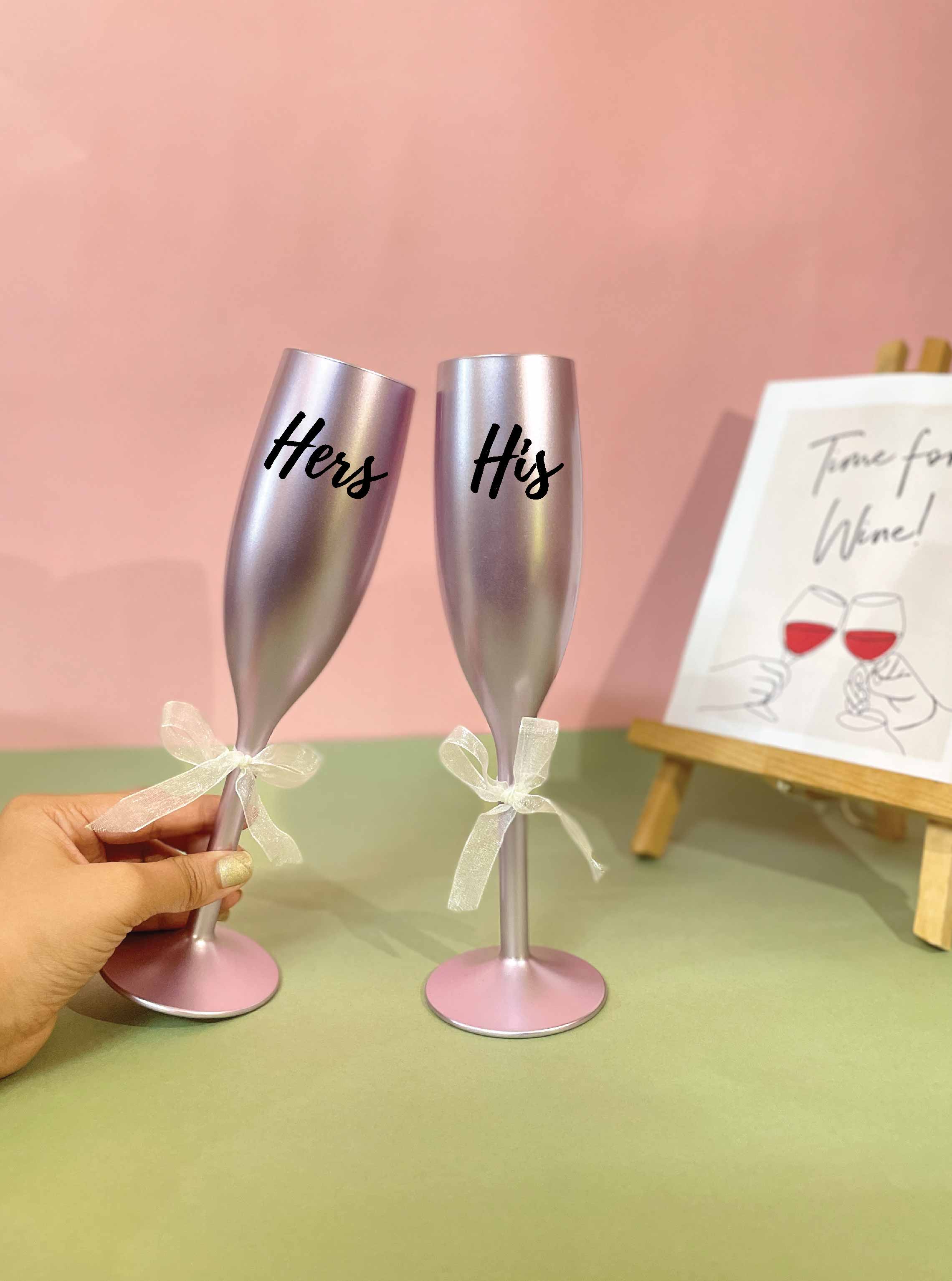 Unbreakable Flutes - His & Her Champagne Glasses - Set of 2 - Loveable lilac