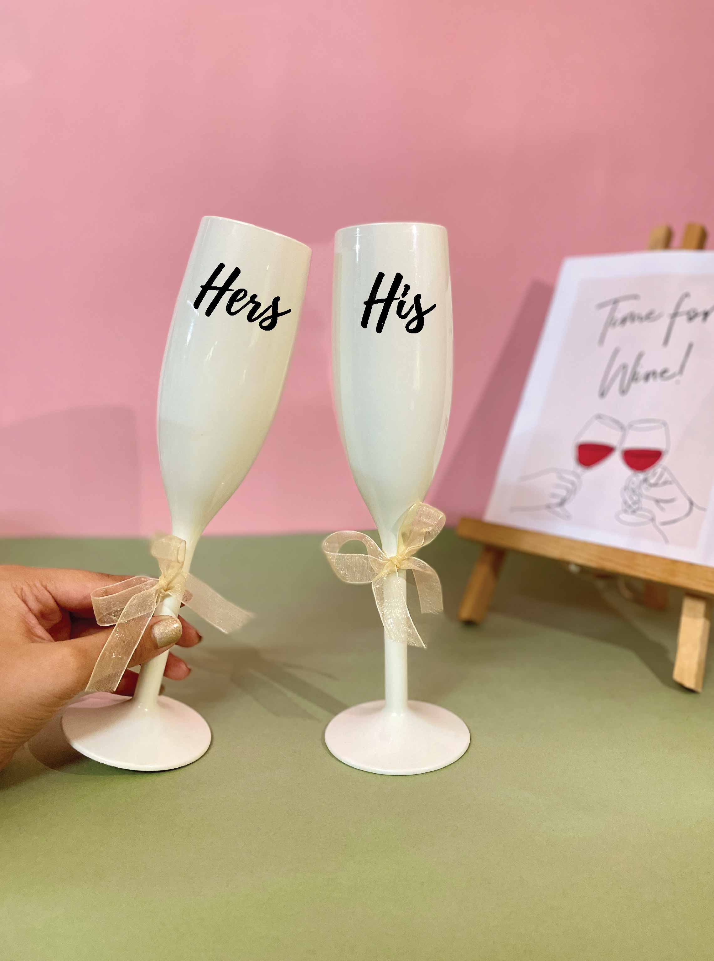 Unbreakable  Flutes - His & Her Champagne Glasses - Set of 2 - Irresistible ivory white