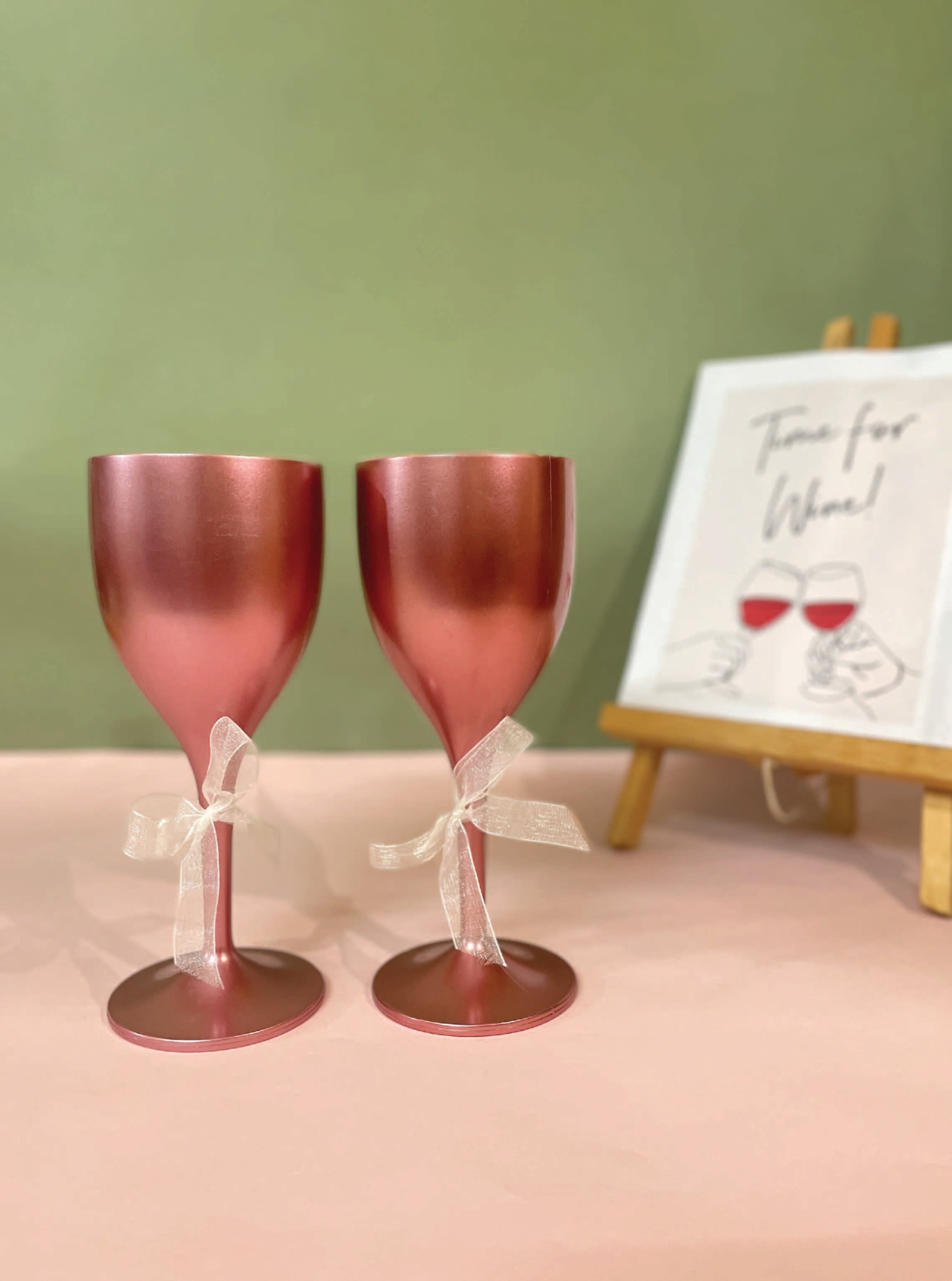 Non Breakable Wine Glass Gift Set - Rose Gold