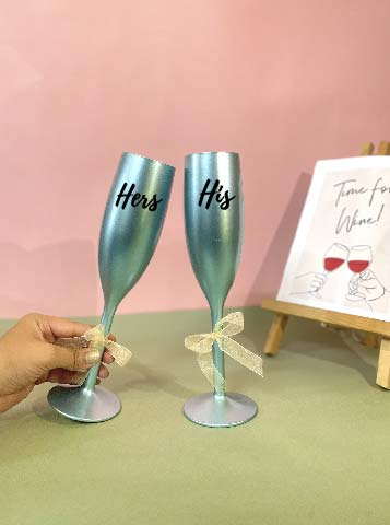 Unbreakable Flutes - His & Her Champagne Glasses - Set of 2 - Powder blue
