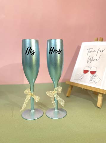 Unbreakable Flutes - His & Her Champagne Glasses - Set of 2 - Powder blue