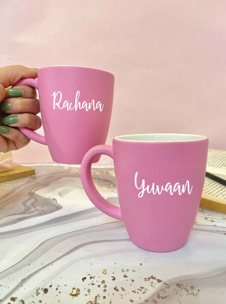 Unbreakable Mug with Customisable Name - Set of 2 Bubble gum