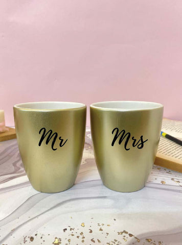 Unbreakable Couple Mugs - Set of 2 - Mr & Mrs - Gold