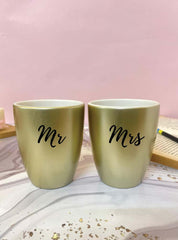 Unbreakable Couple Mugs - Set of 2 - Mr & Mrs - Gold