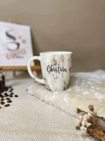Personalised Unbreakable White Marble Mug