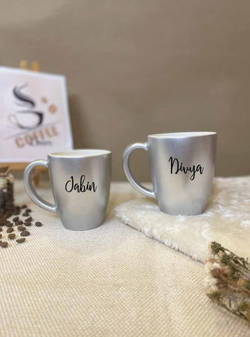 Unbreakable Mug with Customisable Name - Set of 2 Silver
