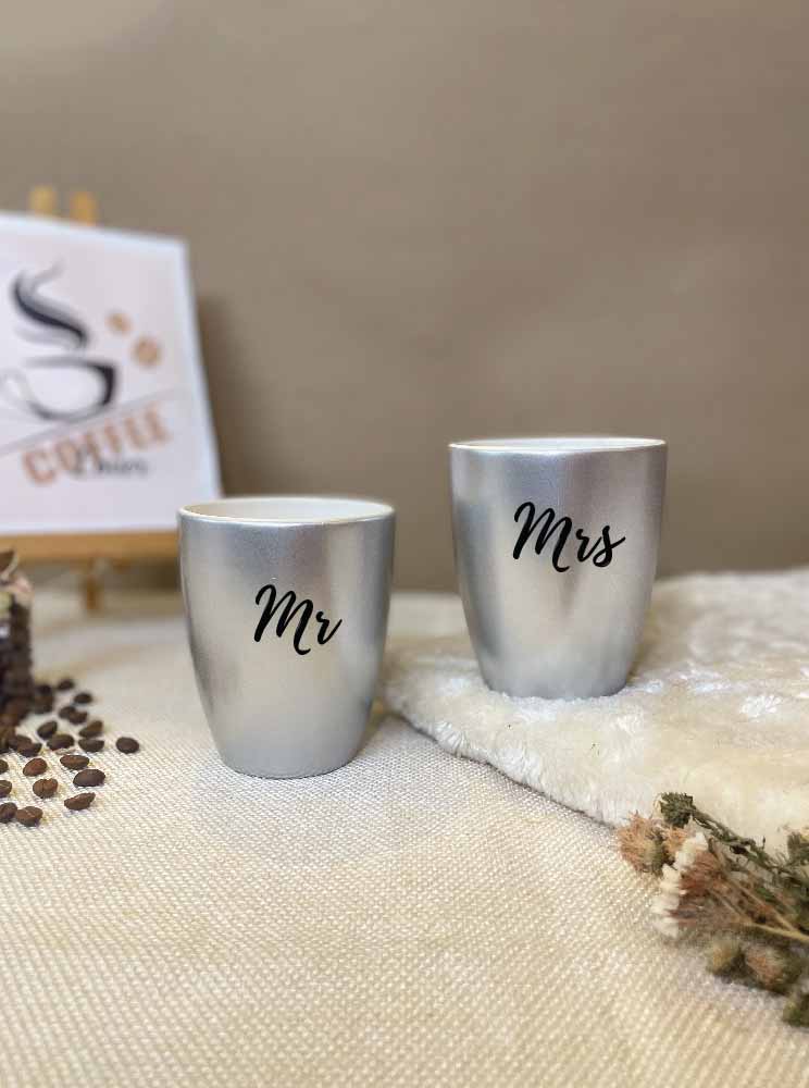 Unbreakable Couple Mugs - Set of 2 - Mr & Mrs - Silver