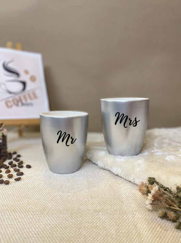 Unbreakable Couple Mugs - Set of 2 - Mr & Mrs - Silver