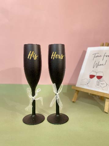 Unbreakable Flutes - His & Her Champagne Glasses - Set of 2 -  Obsidian Black