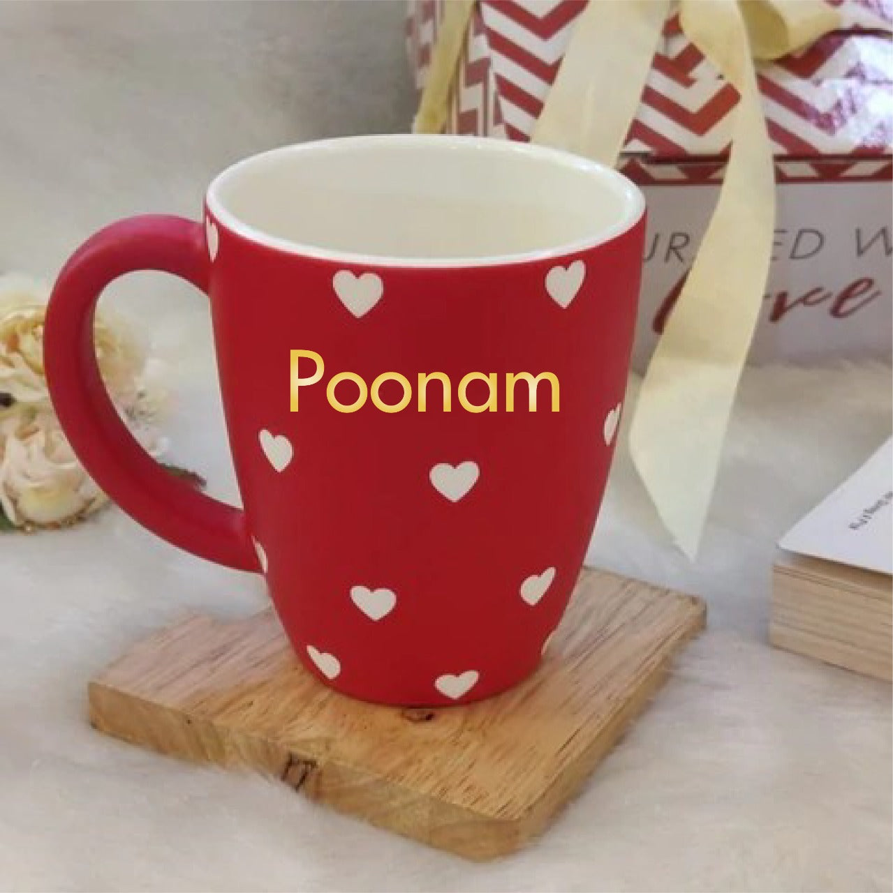 Unbreakable customised Small Hearts coffee mug - Set of 1 - Red