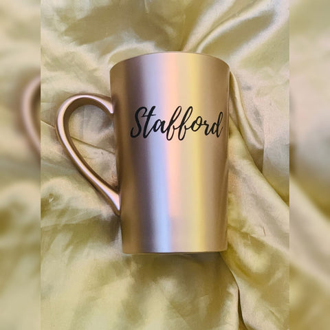 Personalized Tall coffee mug in pastel love