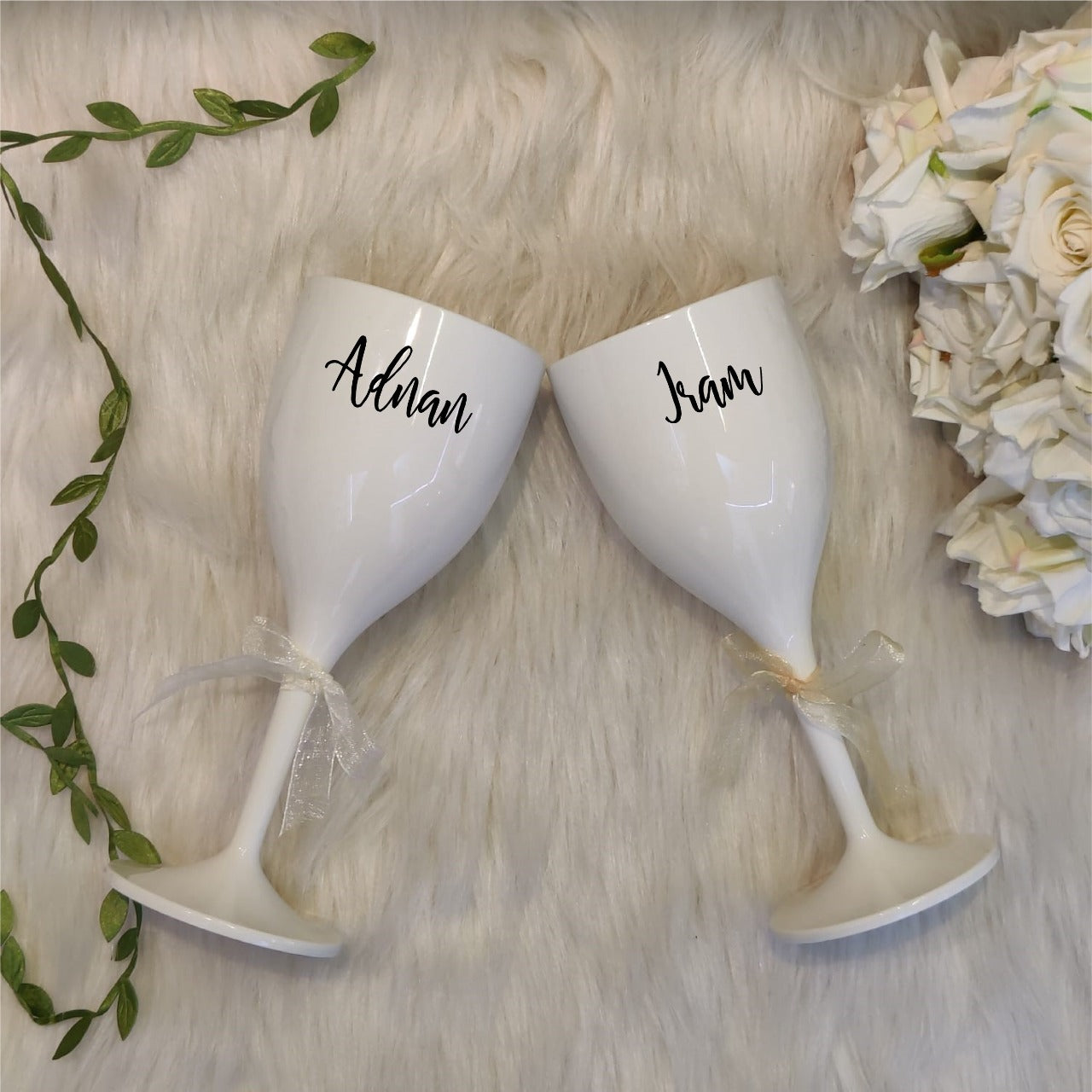 Unbreakable Wine Glass with Customisable Name - Set of 2 White