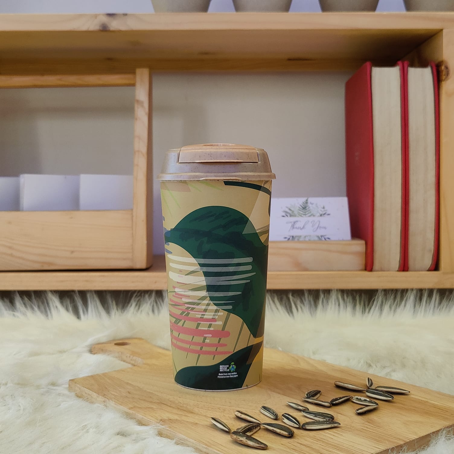 Designer Cup by Chirpy Cups with coffee & sipper lids - Abstract