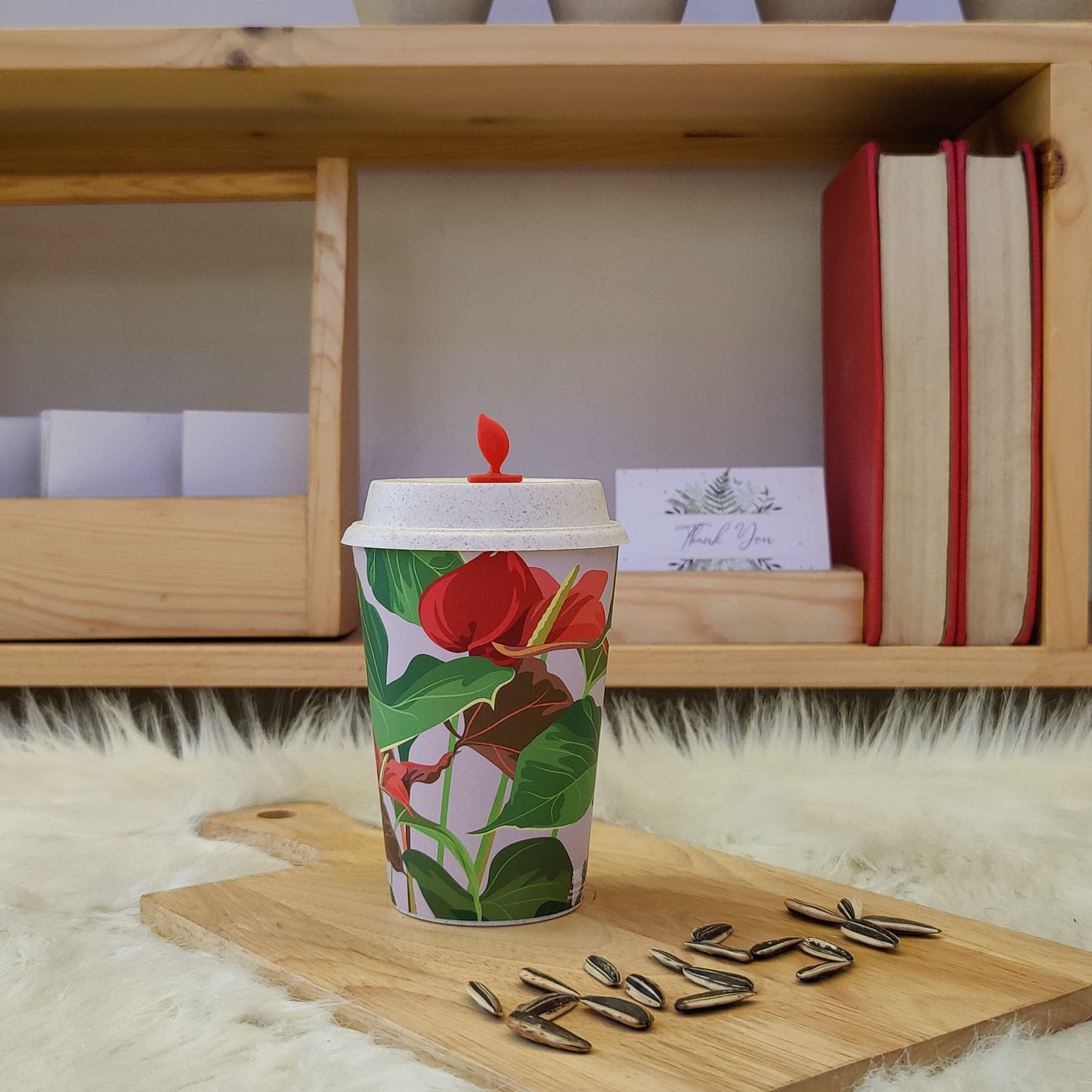 Designer Cups by Chirpy Cups with coffee & sipper lids - Tulip Green