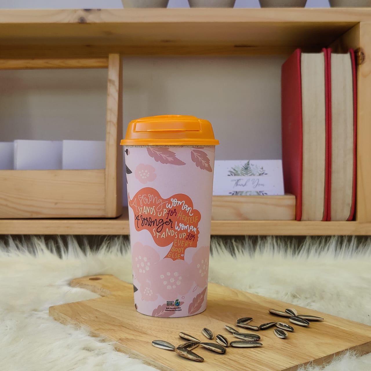 Designer Cup by Chirpy Cups with coffee & sipper lids, Food Safe, BPA Free, Recyclable - Stronger Women Stand for Everybody Else
